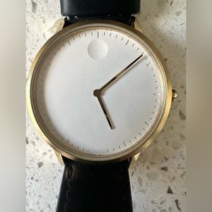 Movado Watch- Navy leather strap.